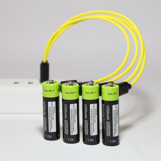 No.5 USB Rechargeable Lithium Battery 1.5V Four Sections  One Drag Four Charging Cable Set