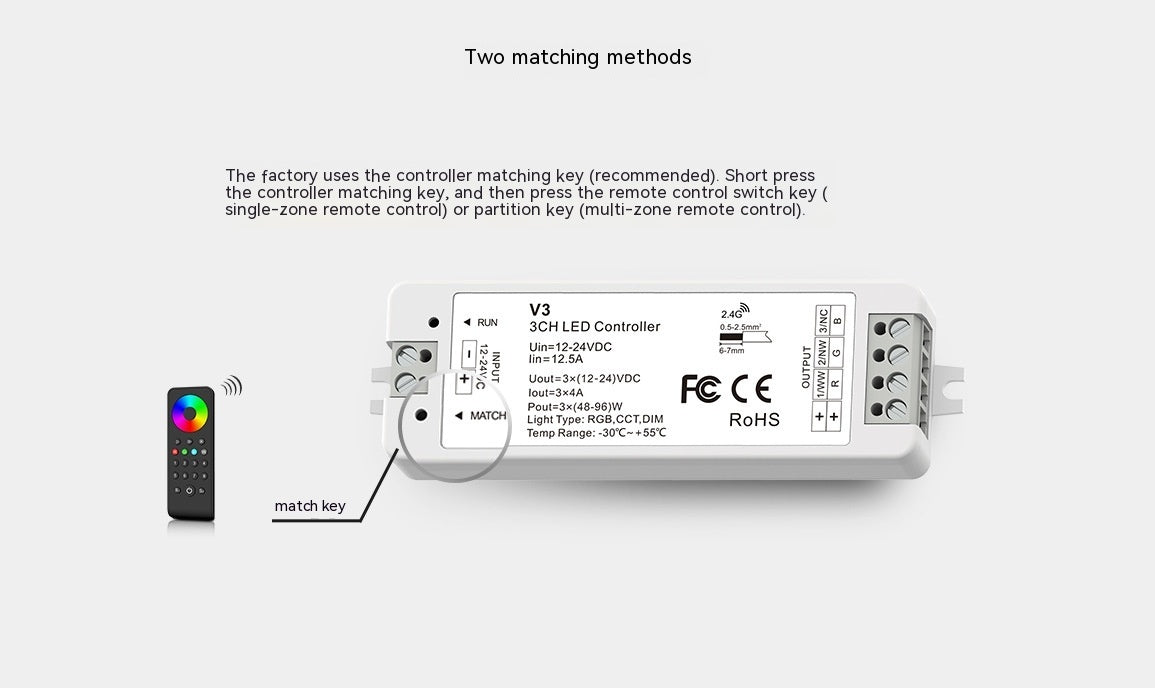 LED Dimmer Wireless RF Switch12V 5V 24V 36V 8A RGB Controller