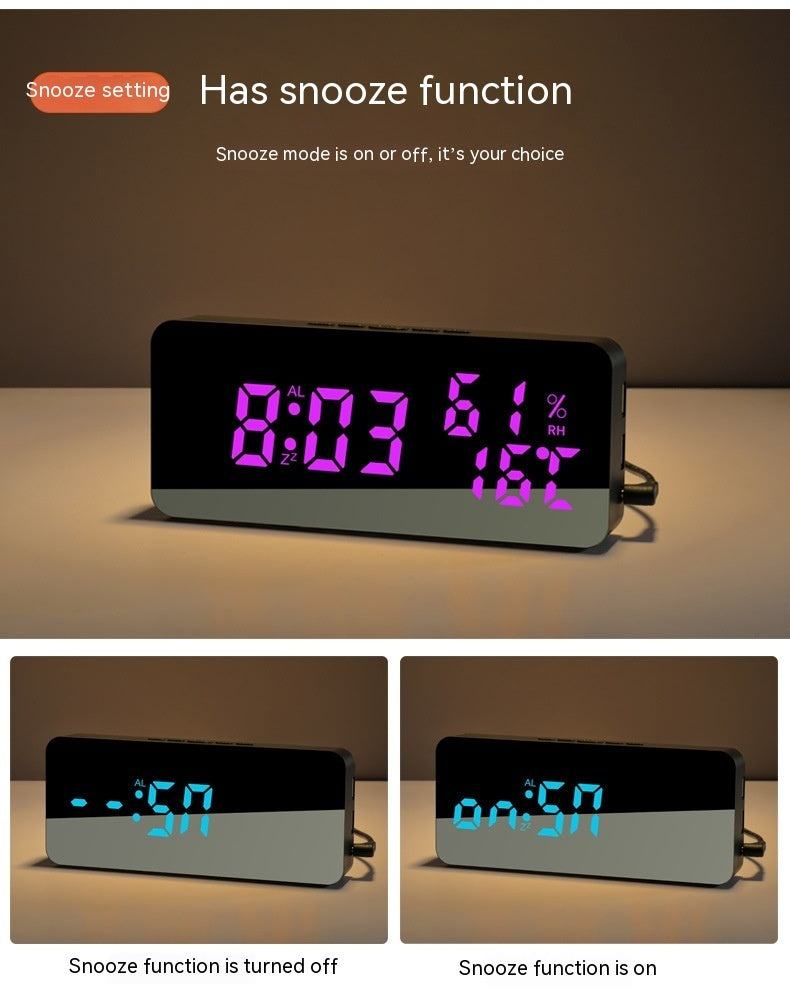 Creative Mobile Phone Charging Mirror Wall-mounted Alarm Clock Snooze Voice Control